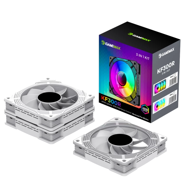 Gamemax | Korpuseventilaator | KF300R BK | Valge