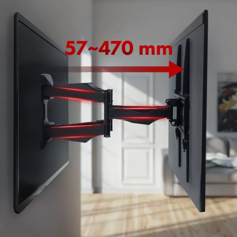 TV seinakinnitus MACLEAN MC-781 ekraanidele 66–177,8 cm (26–70 tolli), kaldenurk -12–2°, VESA 100x100–400x400, max koormus 45 kg, must