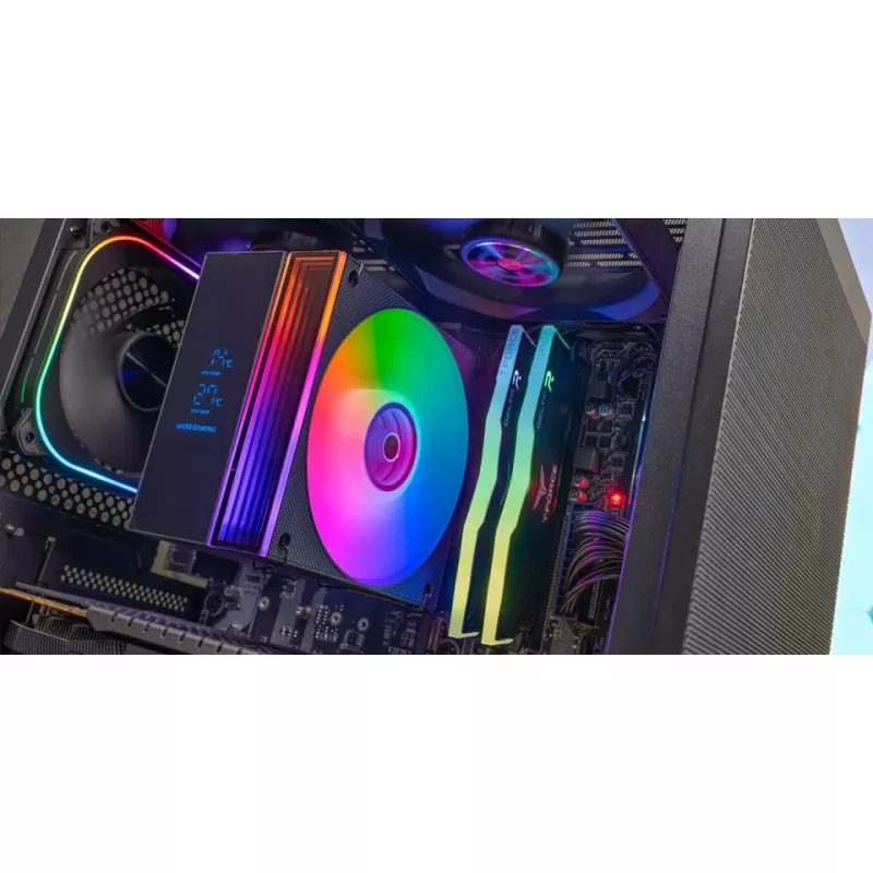 Õhkjahuti TACENS Mars Gaming MCPU-LCD, 120 mm ventilaator, TDP 300 W, toetab LGA1700/1200/115x/1366 ja AM4/AM5, must