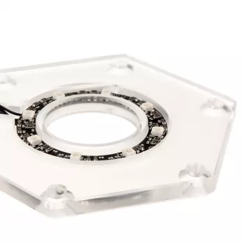 Kinnituskomplekt BitsPower Hexagon BP-WTHU-RGB — akrüül, läbipaistev, 91,4×80×6,5 mm