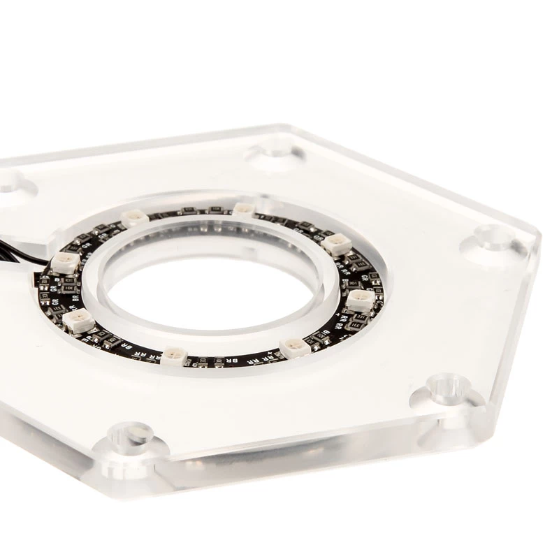Kinnituskomplekt BitsPower Hexagon BP-WTHU-RGB — akrüül, läbipaistev, 91,4×80×6,5 mm