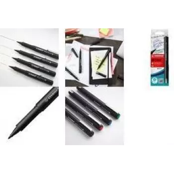 Fineliner STABILO dr!ver Medium Must Sinine Roheline Punane 4 tk