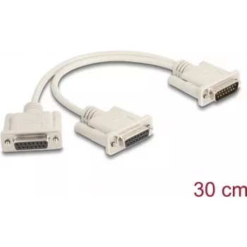 DeLOCK 65833 jadakaabel beež 0,3 m DB-15 2 x DB-15