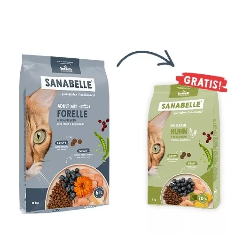 BOSCH Sanabelle Adult Trout & Blueberries - kuivtoit kassidele - 2 kg