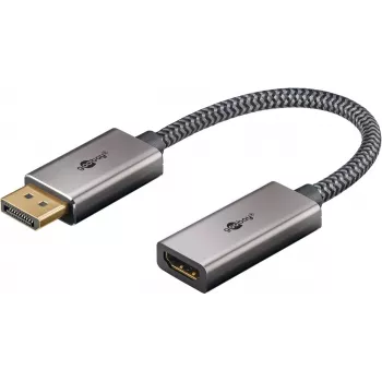 Plus DisplayPort > HDMI Adapterkaabel, 4K @ 60Hz (hall, 20cm, 32 Gbit/s)