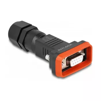 DeLOCK D-Sub 9 pin female IP67 waterproof connector Must oranž