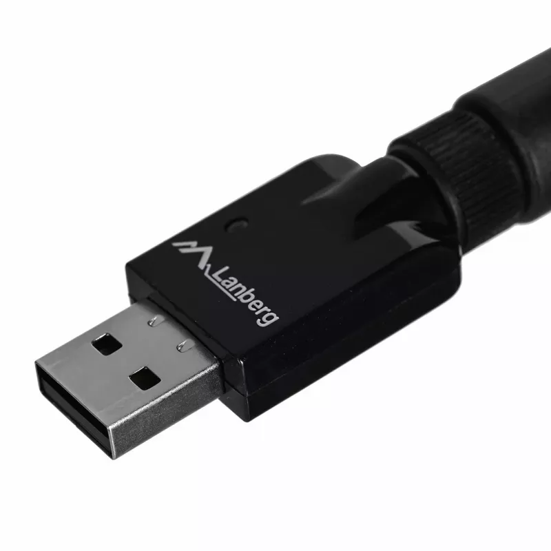USB Wi‑Fi adapter LANBERG NC-0300-WIE, USB 2.0, kaks välist antenni 5 dBi, WLAN 300 Mbps, Ethernet/WLAN, must