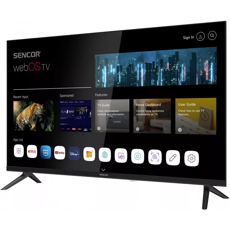 LED SMART TV SENCOR SLE 32S803B 32 tolli webOS HD 1366×768, HDR10, Wi‑Fi, Bluetooth, DVB‑T/T2/C/S/S2, 3×HDMI, 2×USB