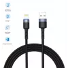 USB- ja Lightning-andmekaabel Tellur 1,2 m nailonpunutisega must