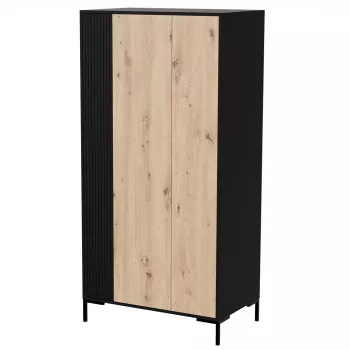 Cama v riidekapp, must raam, 4 riiulit, 900×550×1840 mm