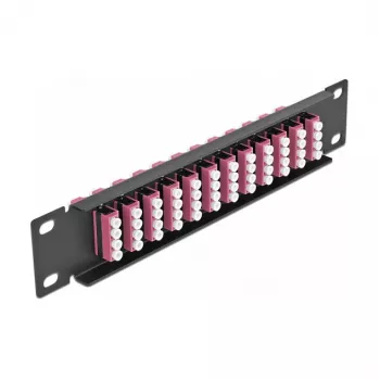 Fiiberoptiline patch-paneel DeLOCK 10-tolline 12 pordiga LC Quad violetne 1U must