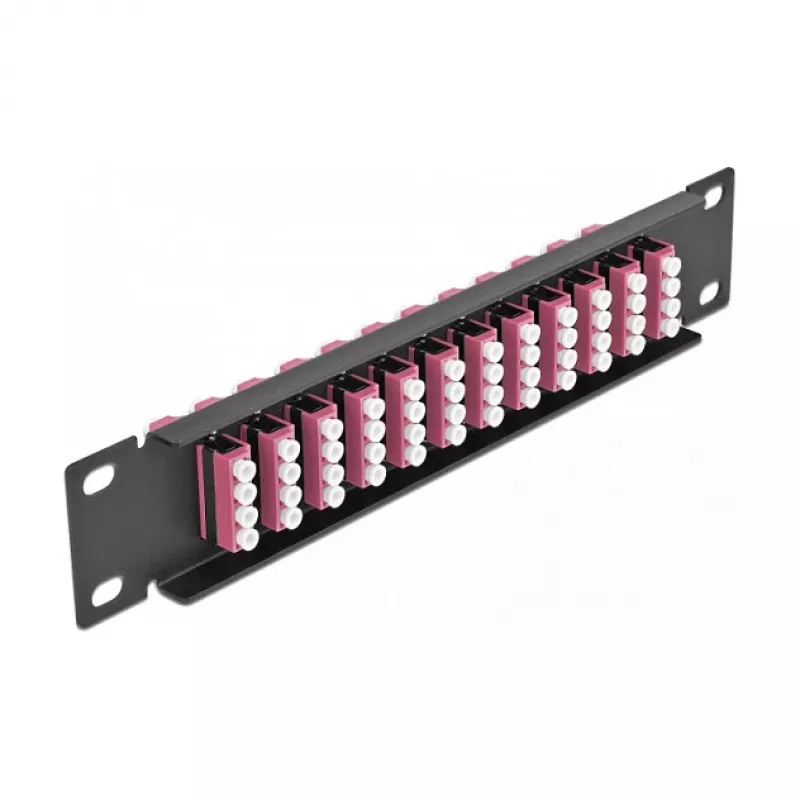 Fiiberoptiline patch-paneel DeLOCK 10-tolline 12 pordiga LC Quad violetne 1U must