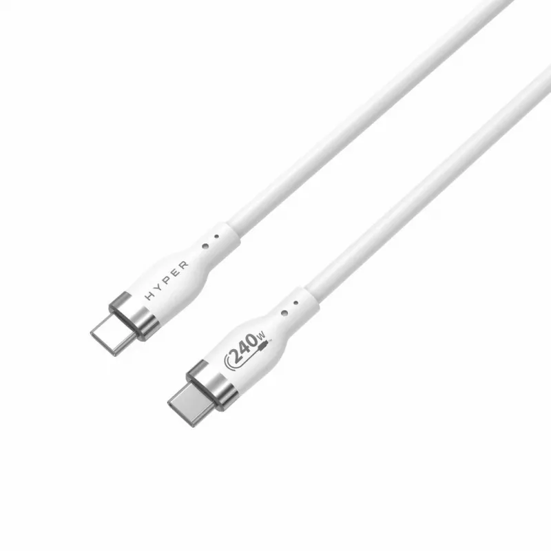 HYPER HyperJuice 240W Silikoonist USB-C–USB-C kaabel (3 jalga / 1 m) – valge