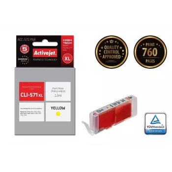 Activejet ACC-571YNX tindipadrun (asendab Canon CLI-571XLY; Supreme; 12 ml; kollane)