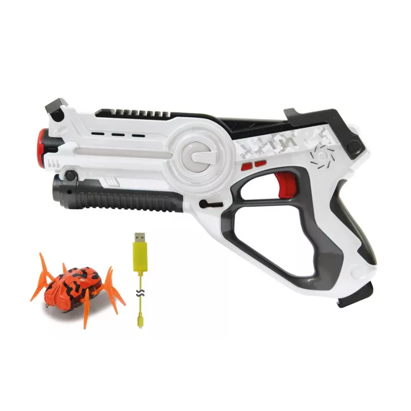 Jamara 410065 Impulse Laser Bug Hunt Set, mängulaserpüstol koos märklauaga, valge/oranž