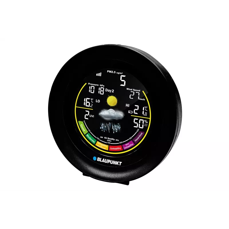 Ilmajaam BLAUPUNKT WS35BK APP — LCD-ekraan, temperatuur ja niiskus, äratus, kalender, rakenduse ühenduvus, 94×94×27 mm