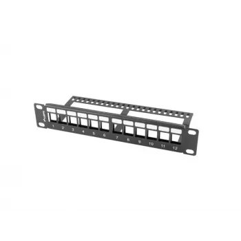 Rack'i pimepaneel LANBERG PPKS-9112-B, 12-pordine, 1U, metall, hall, 254×44.5×99.3 mm
