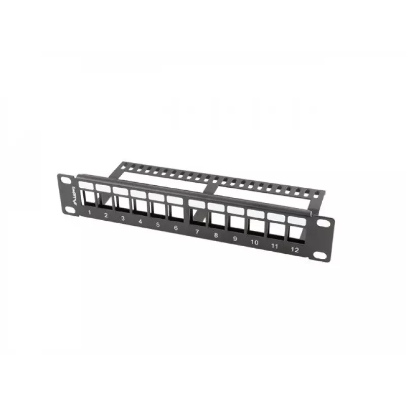 Rack'i pimepaneel LANBERG PPKS-9112-B, 12-pordine, 1U, metall, hall, 254×44.5×99.3 mm