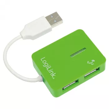USB Hub LOGILINK UA0138 — 4‑port USB 2.0 hub, roheline, up to 480 Mbit/s