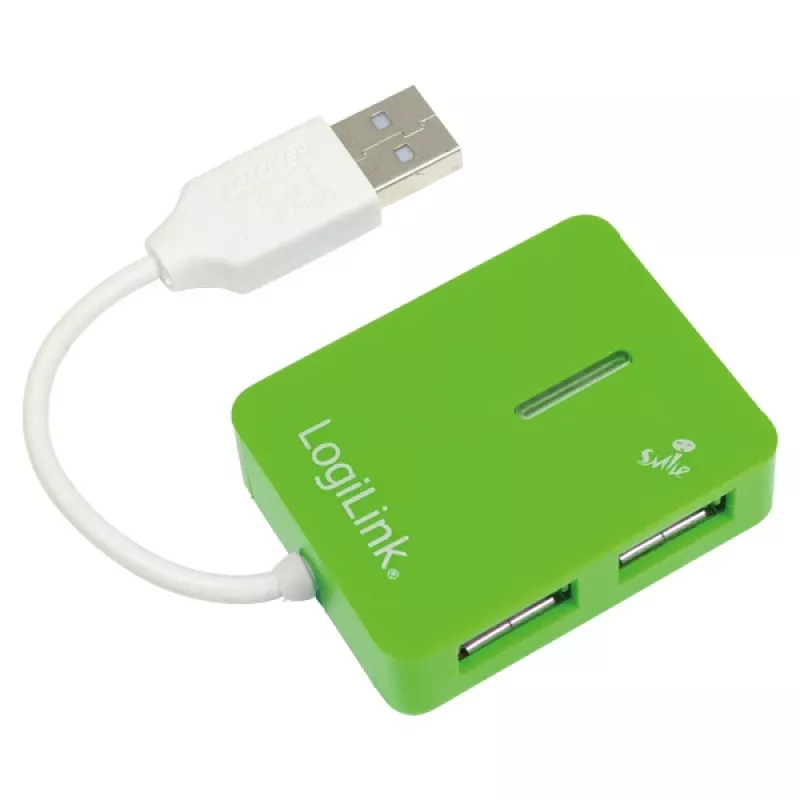USB Hub LOGILINK UA0138 — 4‑port USB 2.0 hub, roheline, up to 480 Mbit/s