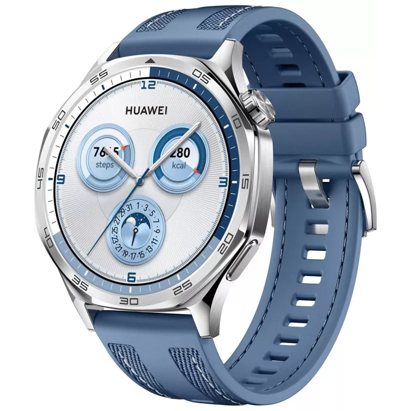 Nutikell HUAWEI WATCH GT5 46mm — 1,43 tolli AMOLED, GPS, 524 mAh, roostevabast terasest korpus, sinine kootud rihm