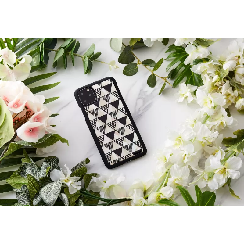 Nutitelefoni ümbris iKins iPhone 11 Pro Maxile, must püramiidikujundus, kaitsev kõva kest