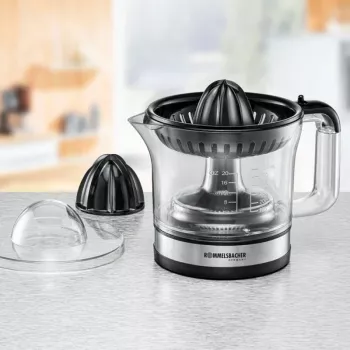 Rommelsbacher tsitruspress, 30 vatti võimsust, 600 ml mahutavus, pöörlemine päri- ja vastupäeva, kaks pressikoonust (ZP 50)