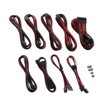Toitekaablikomplekt CableMod PRO Series ModMesh C-Series Corsair RMi/RMx jaoks — Mustad/punased ümbrisega kaablid