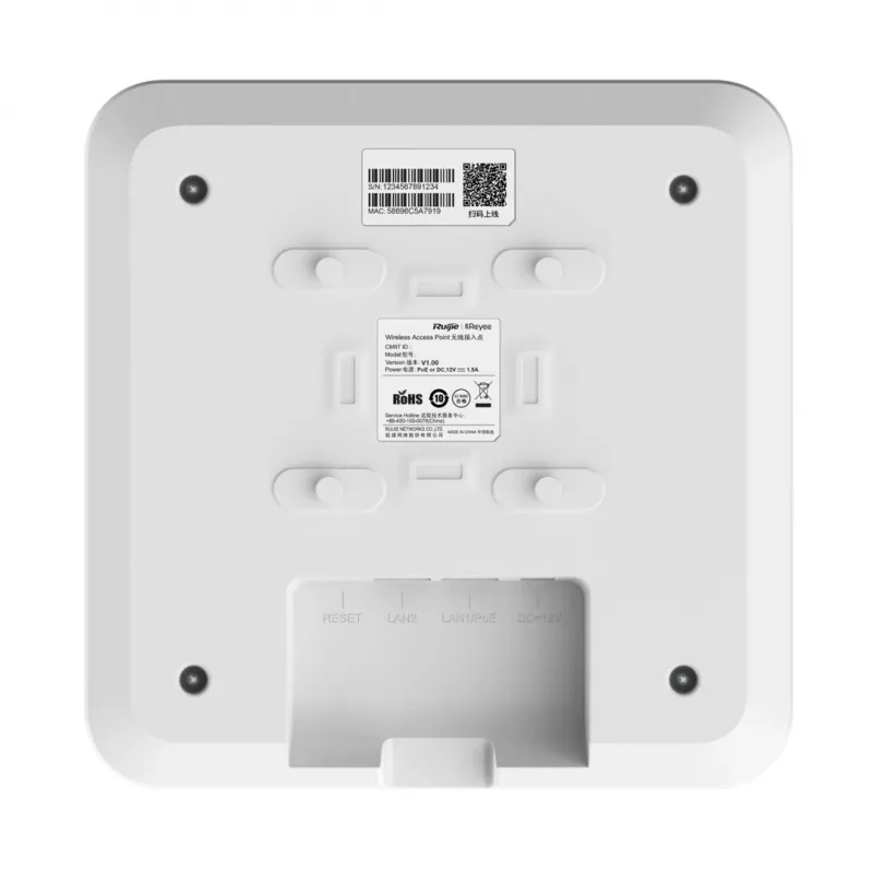 Traadita pääsupunkt Reyee RG-RAP2200(E) — kaheribaline 2,4/5 GHz, 1267 Mbit/s, PoE, valge