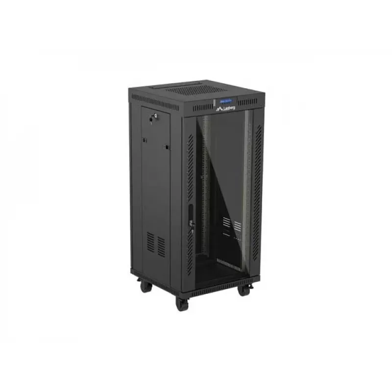 Freestanding rack cabinet LANBERG FF01-6624-12BL 24U 19 inch 600×600 mm, IP20, 1200 kg, must