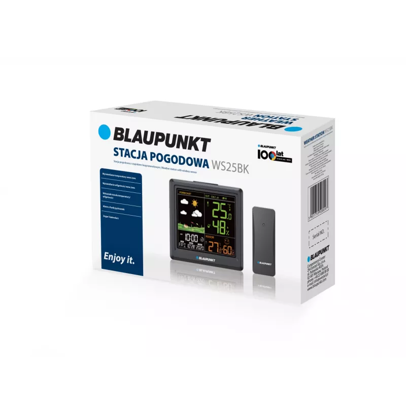Ilmajaam BLAUPUNKT WS25BK — sise- ja välistemperatuuri ning -niiskuse monitor, must, 1 andur, LCD-ekraan