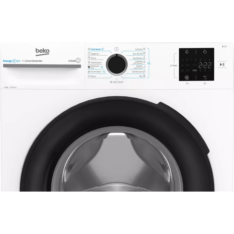 BEKO pesumasin BM3WFSU38413WB, 8 kg, Energiaklass A, 51,8 cm, 1400 p/min, Invertermootor