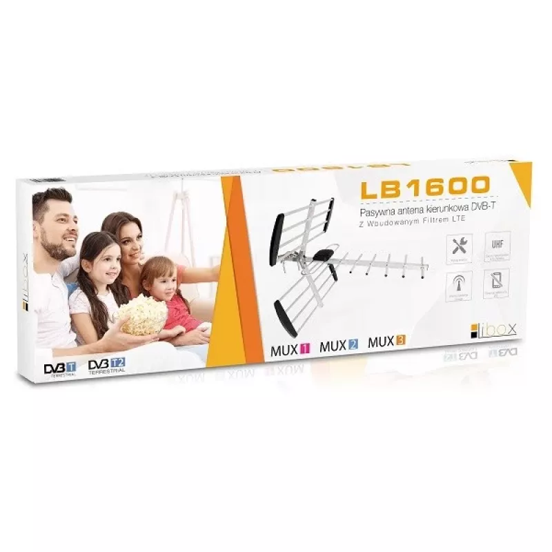 Suundantenn LIBOX LB1600 16 elemendiga passiivne DVB-T, UHF 470–790 MHz, VHF 174–230 MHz, 18 dB võimendus, LTE filter