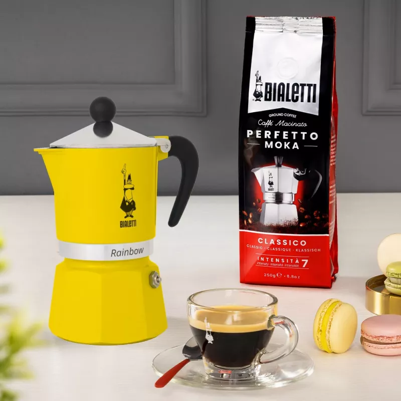 Moka pot Bialetti Rainbow must kollane