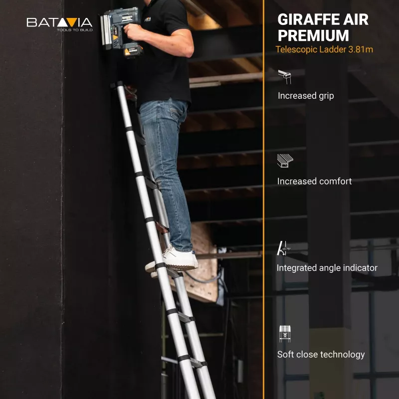 Teleskoopredel Batavia B.V. Giraffe AIR 3,81 m, kompaktne pikendatav alumiiniumredel