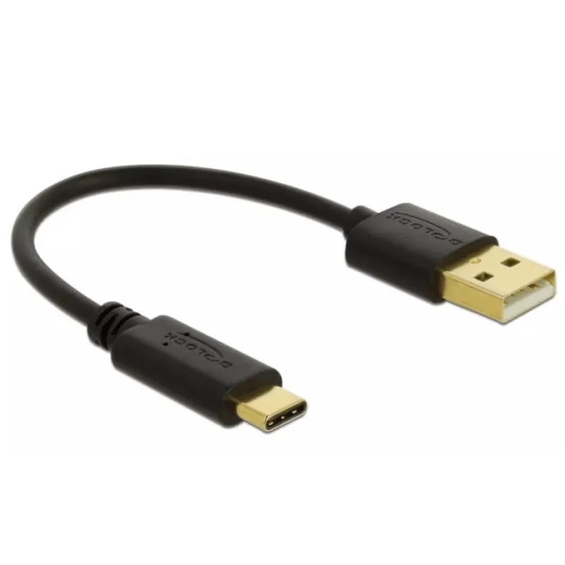DeLOCK USB laadimiskaabel Type-A USB USB-C-le 15 cm Must