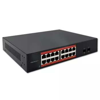 Võrgukommutaator QOLTEC 52364 — Gigabit Ethernet PoE 16xRJ45, 2xSFP