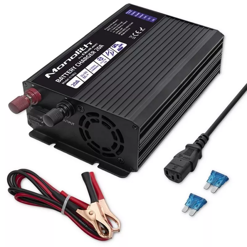 Qoltec Smart Monolith akulaadija LiFePO4 AGM GEL SLA akudele | 20A | 24V