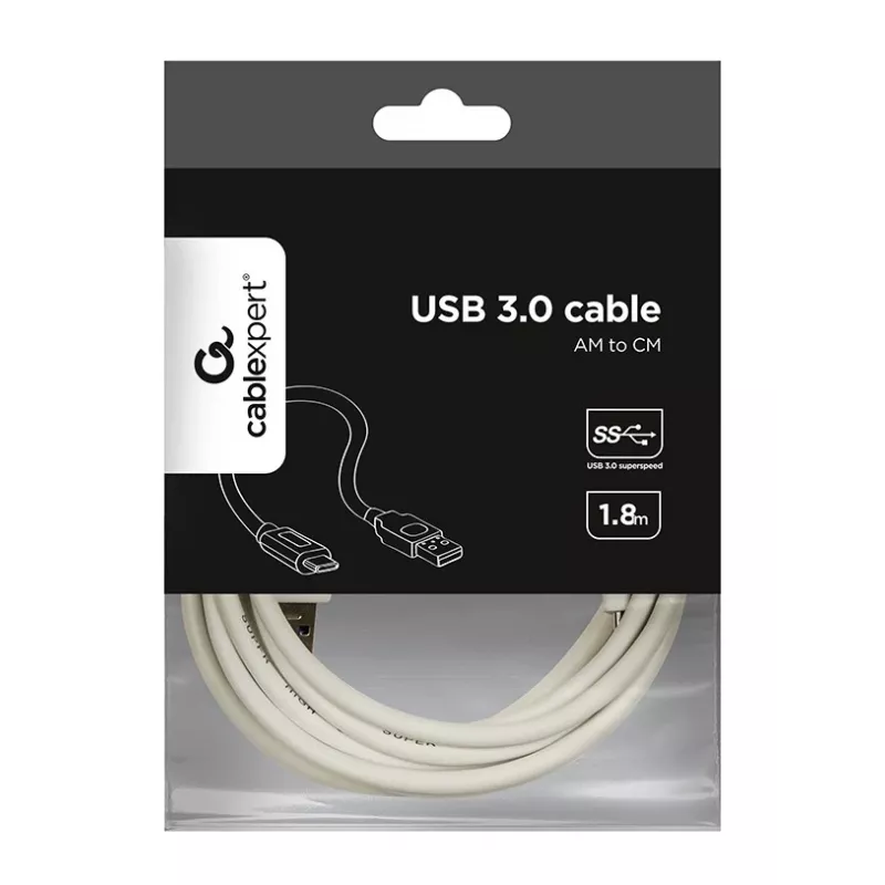 Gembird CCP-USB3-AMCM-6-W USB-kaabel USB 3.2 Gen 1 (3.1 Gen 1) 1,8 m USB A USB C valge