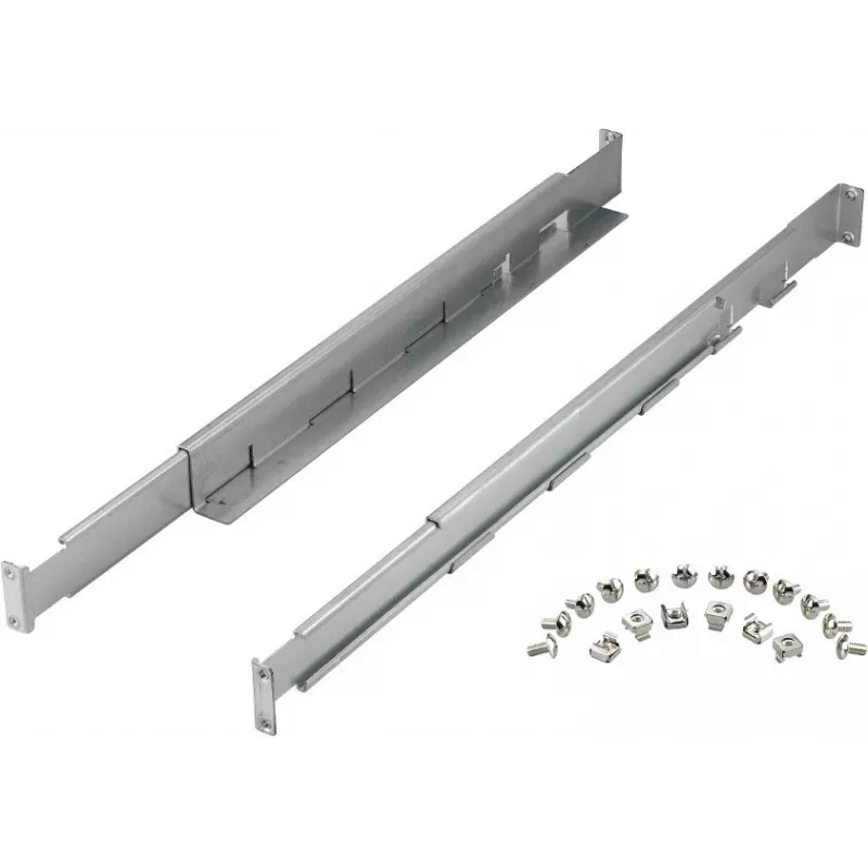 Rack rail kit PowerWalker 10120531 — hõbedane, laius 550 mm, kõrgus 140 mm, sügavus 70 mm, toetab kapi sügavust 78–120 cm, kaal 3,1 kg