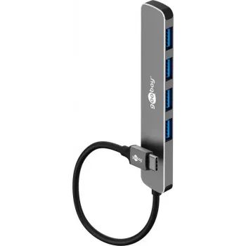 Goobay 79157 - USB-C 3.2 jaotur, 4 porti, 5 Gbit/s, 4x USB-A 3.2 - Digitaalne/Andmeedastus (79157)