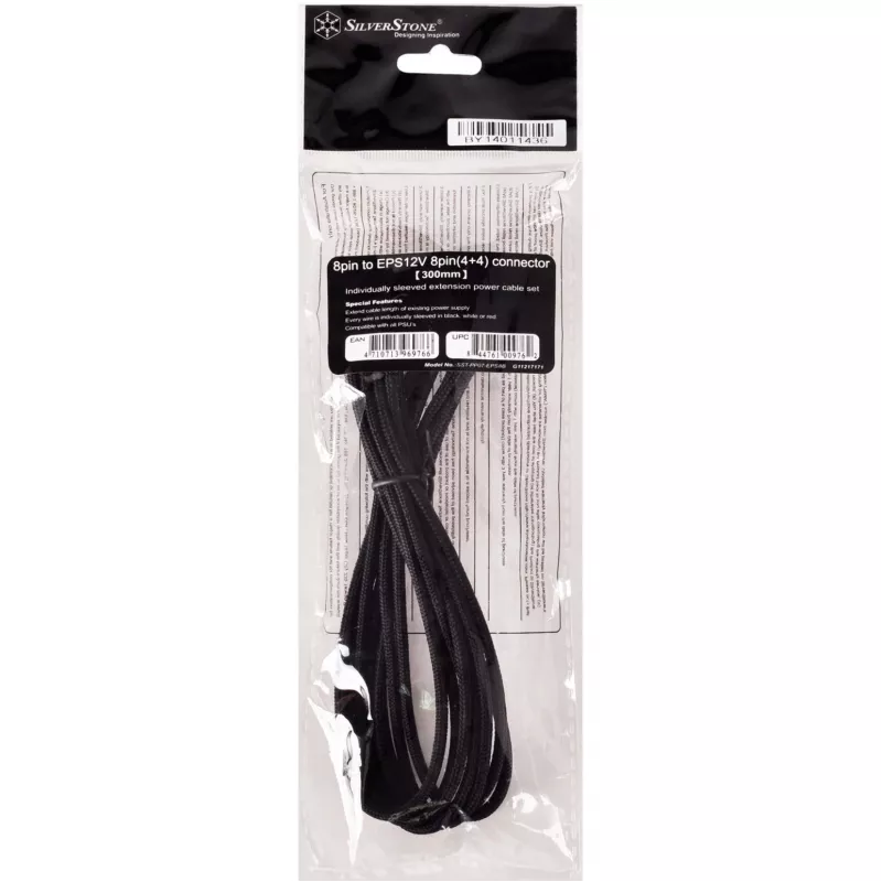 Kaabel EPS12V 8pin(4+4) Silverstone SST-PP07-EPS8B 0,3 m