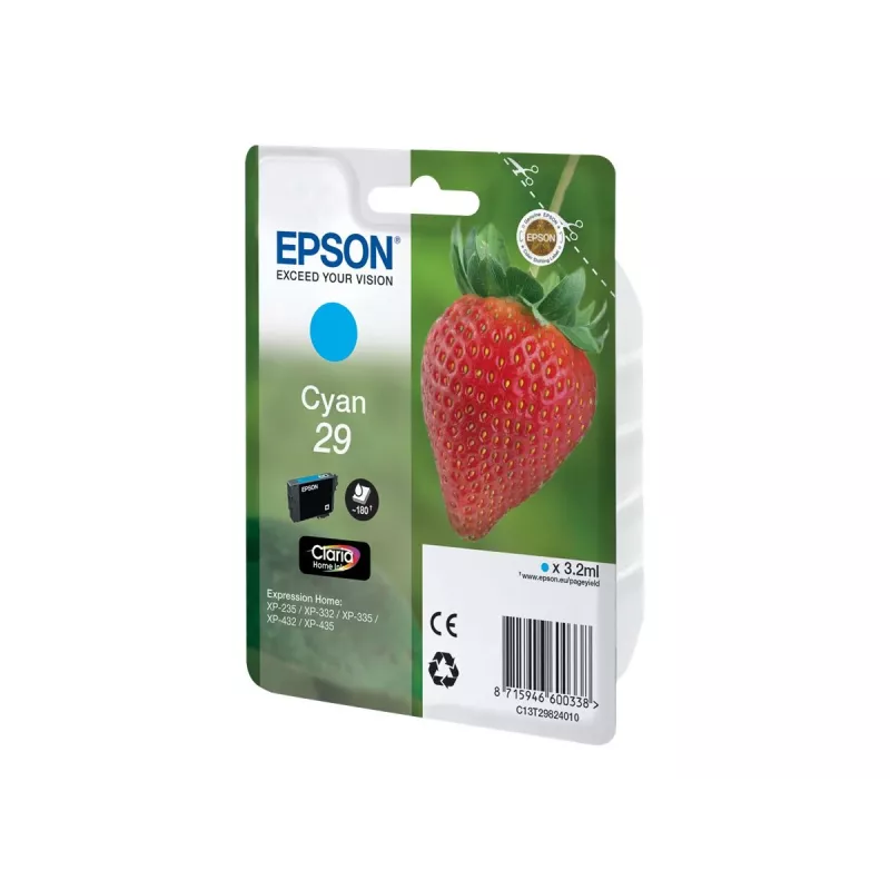 Epson Strawberry 29 C tindikassett, 1 tk, originaal, standardtootlusega, tsüaan
