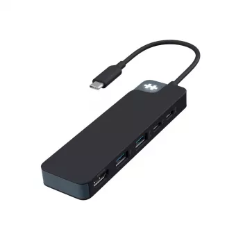 USB-C jaotur HYPER HD4101BKGL — 5 pordiga (USB-C, USB 3.2 Gen1 Type-A, HDMI 4K), 5000 Mbit/s, must