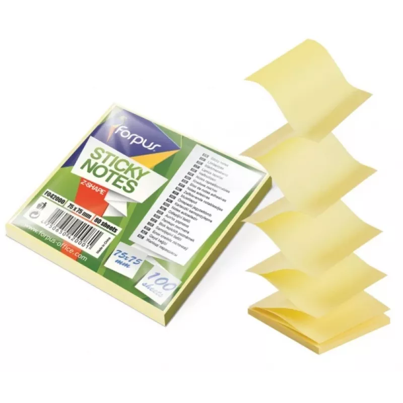 Self-adhesive Note Paper Square Forpus FO42000 kollane 100 sheets