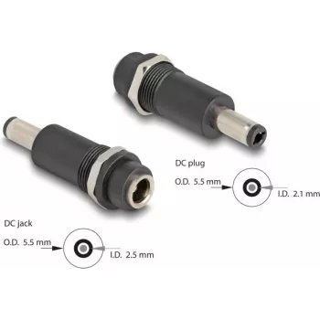 Adapter DELOCK DC 5.5x2.5 mm (emale) DC 5.5x2.1 mm (male), must