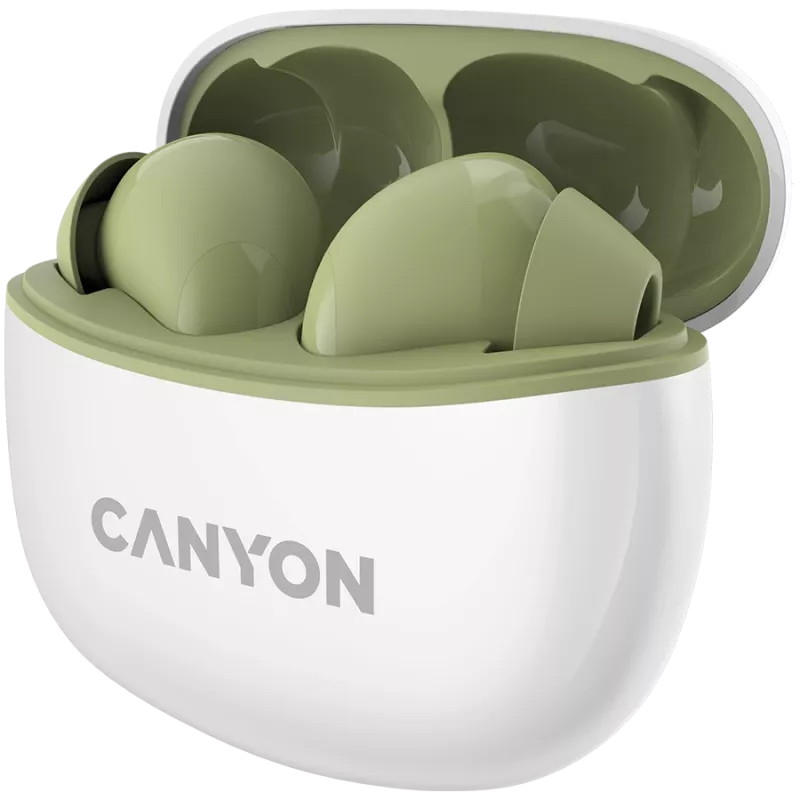 CANYON TWS-5 sissepandavad kõrvaklapid, roheline, Bluetooth 5.3, puutetundlik juhtimine, laadimissisend: USB-C