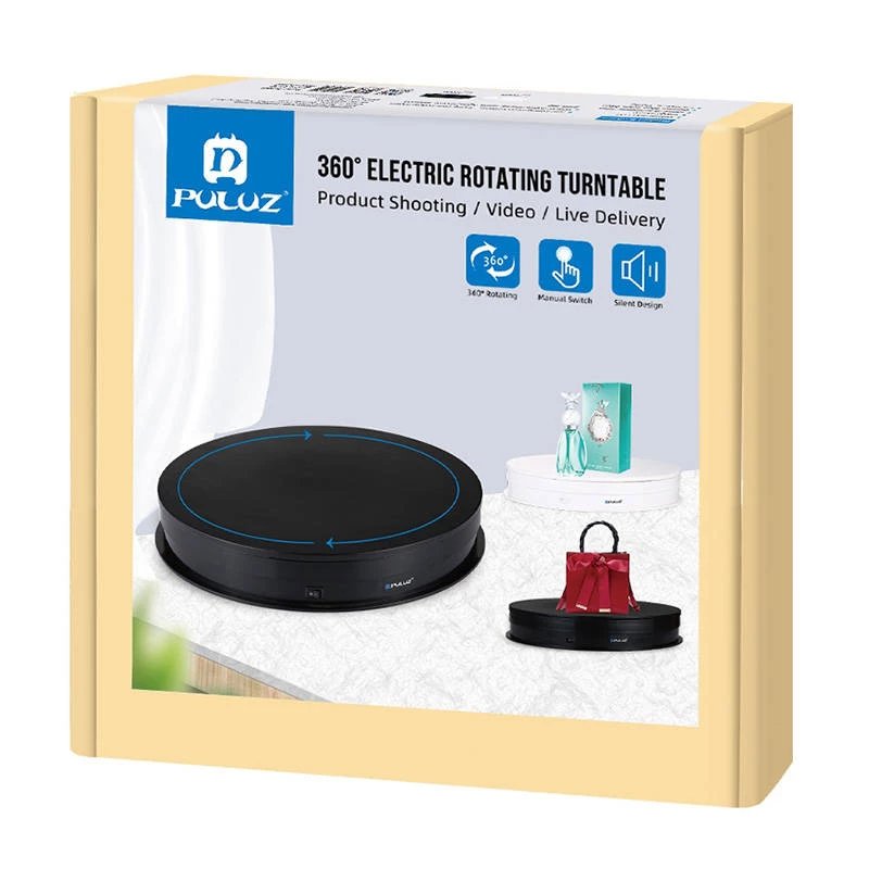 Puluz elektriline pöörlev alus PU3049B 30 cm USB must — motoriseeritud eksponeerimisalus