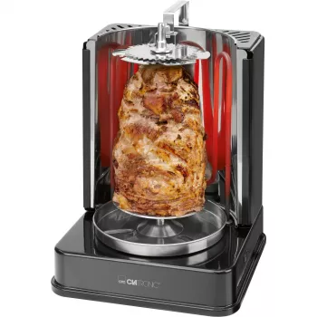 Vertikaalne elektriline multigrill CLATRONIC DVG 3686 — 1400 W, must, pöörlev varras ja 6 varrast