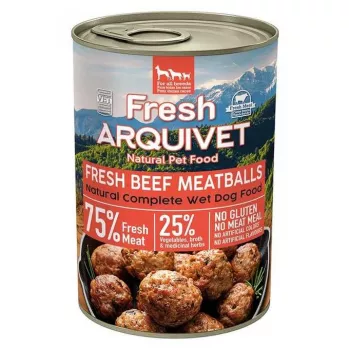 Märg koeratoit ARQUIVET Fresh Beef lihapallid kastmes 400 g, täisväärtuslik täiskasvanud koera toit, teraviljavaba